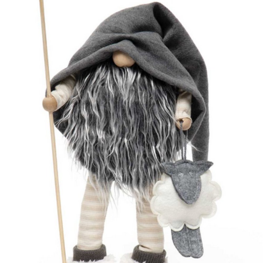 ZiaBella 15" Tall Gray & Cream Shepherd Gnome Figure NWT
